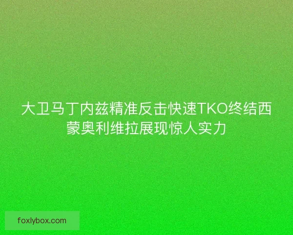 大卫马丁内兹精准反击快速TKO终结西蒙奥利维拉展现惊人实力