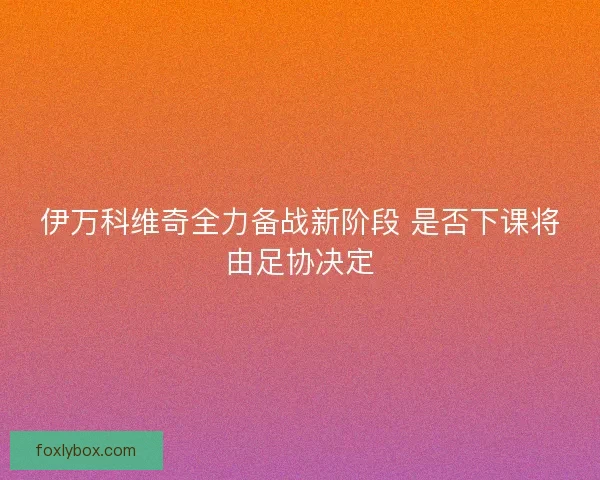 伊万科维奇全力备战新阶段 是否下课将由足协决定